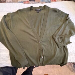 Banana Republic Factory Green Cardigan Sweater V-Neck Knit